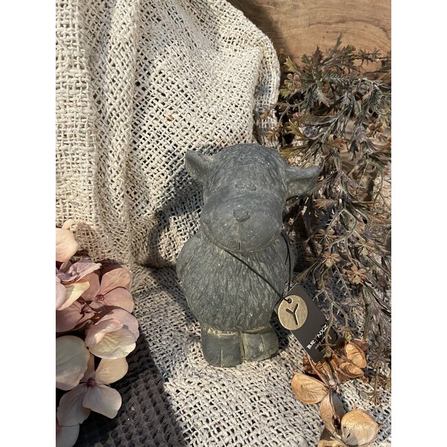 # Grijze schotse hooglander - grootste - per stuk - 10 x 10 x 16 cm - majestic vintage