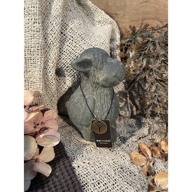 # Grijze schotse hooglander - grootste - per stuk - 10 x 10 x 16 cm - majestic vintage