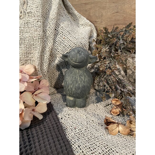 # Grijze schotse hooglander - kleinste - per stuk - 8x8 x 14 cm - majestic vintage