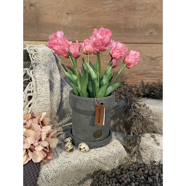 # Bloempot met leer Majestic Vintage D.16 grootste