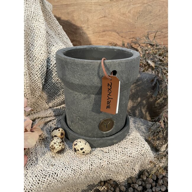 Bloempot met leer Majestic Vintage D.16 grootste