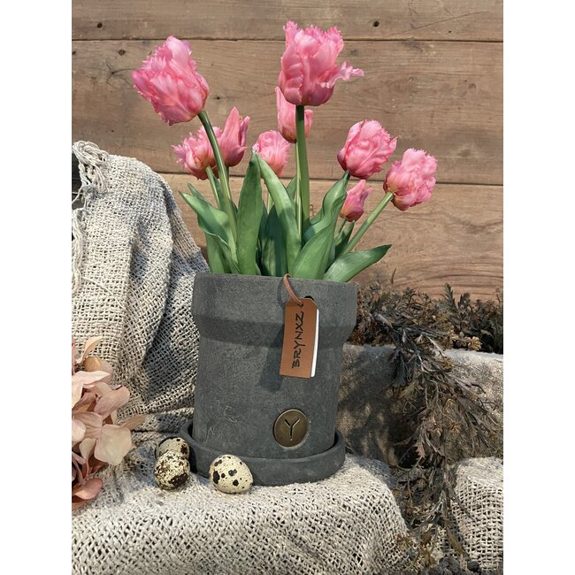 Bloempot met leer Majestic Vintage D.16 grootste