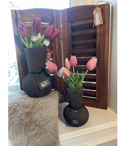 Real Touch Tulip Bundle x3 L30cm Aubergine