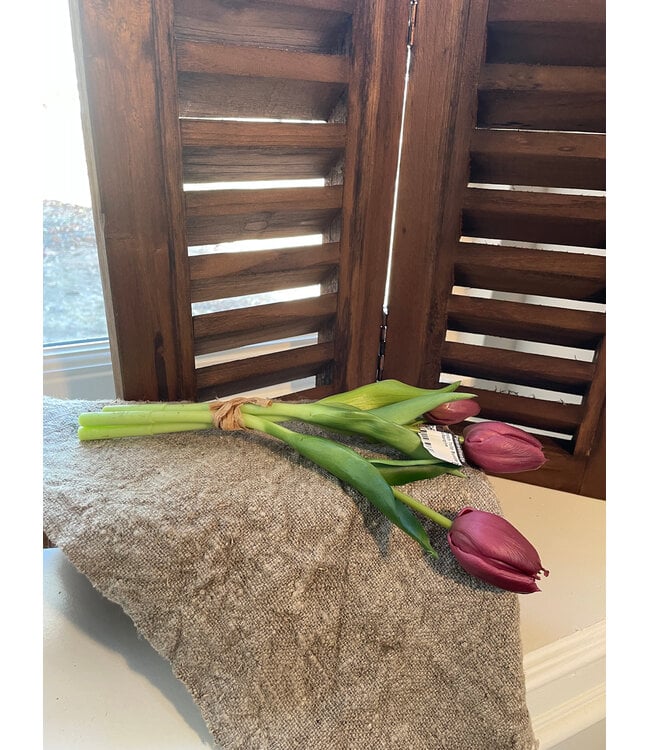 Real Touch Tulip Bundle x3 L30cm Aubergine