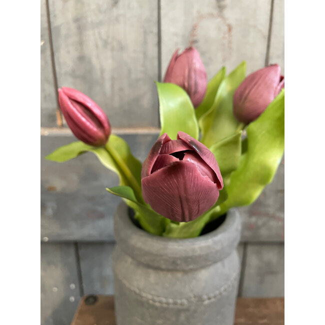 # Real Touch Tulip Bundle x5 L31cm Aubergine