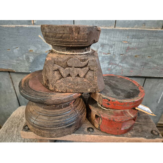 ## mix - Candle holder "Bijni" wood vintage ca. Ø16x12cm - per stuk