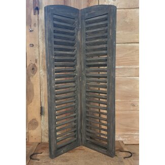 # Dubbel louvreluik - hout - grijze finish - 2 x 25 cm x 90 cm