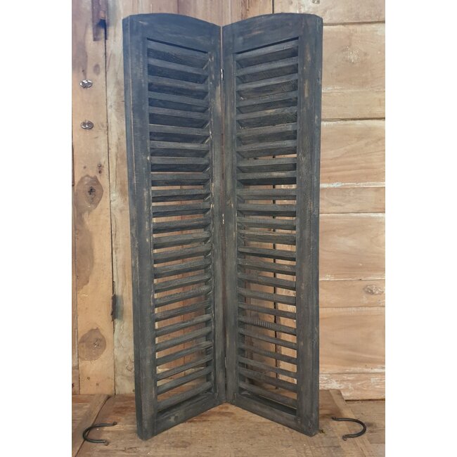 # Dubbel louvreluik - hout - grijze finish - 2 x 25 cm x 90 cm