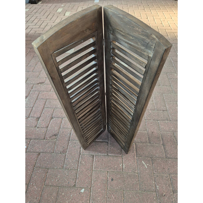 # Dubbel louvreluik - hout -bruine finish - 2 x 25 cm x 90 cm