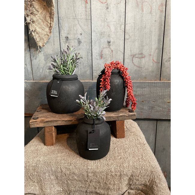 Still # 3179 - Zwarte vaas - aardewerk -12 x 12 cm - Black Series