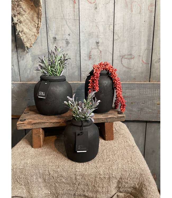 Still # 3179 - Zwarte vaas - aardewerk -12 x 12 cm - Black Series
