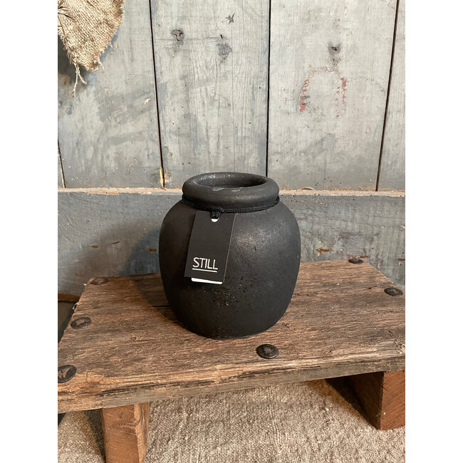 Still # 3179 - Zwarte vaas - aardewerk -12 x 12 cm - Black Series