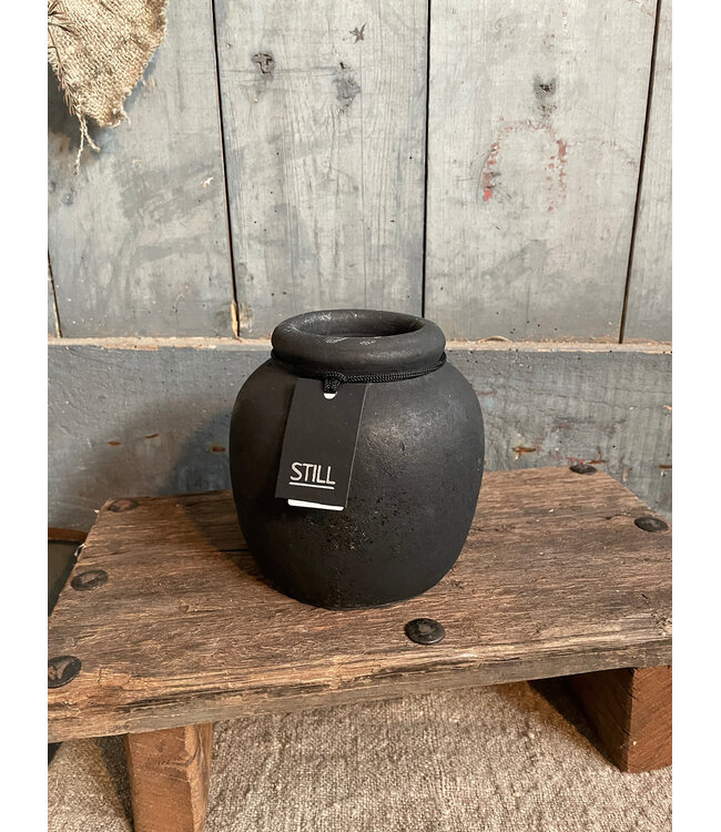 Still # 3179 - Zwarte vaas - aardewerk -12 x 12 cm - Black Series