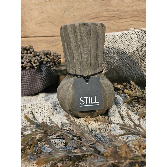 Still 2# 44620 - Grijs /bruin gemeleerde vaas - aardewerk - 14 x 20 cm - Serie "Dark"