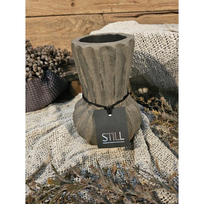 Still 44620 - Grijs /bruin gemeleerde vaas - aardewerk - 14 x 20 cm - Serie "Dark"