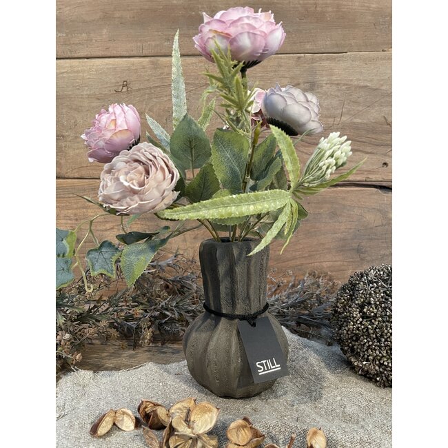 Still # 44621 - Grijs /bruin gemeleerde vaas - aardewerk - 10 x 14 cm - Serie "Dark"