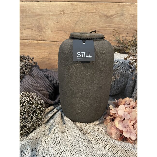 Still 48046 - Bruin/grijs gemeleerde vaas - aardewerk - ca. 18 x 28 cm - serie "Dark Brown"