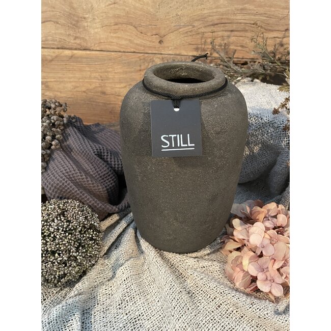 Still 48046 - Bruin/grijs gemeleerde vaas - aardewerk - ca. 18 x 28 cm - serie "Dark Brown"