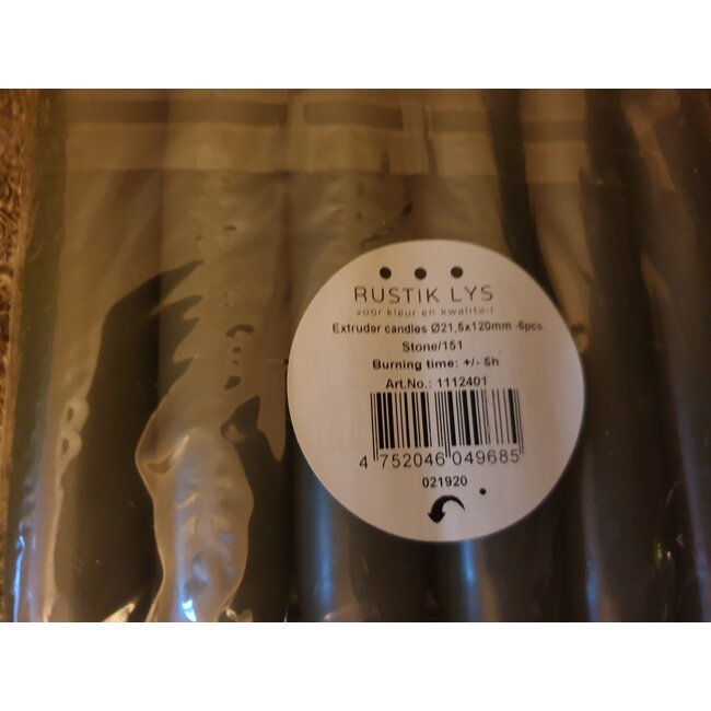 # Stone - Pakje met 6 kaarsjes van 2,1 x 12 cm