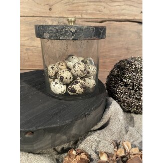 # wordt niet verzonden  - Glazen pot met deksel Lotte | medium - 10 x 10 x 10 cm - grey finish