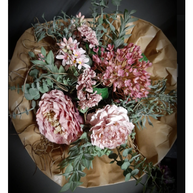 # Boeket Rosa old pink - 7 takken en 1 bush