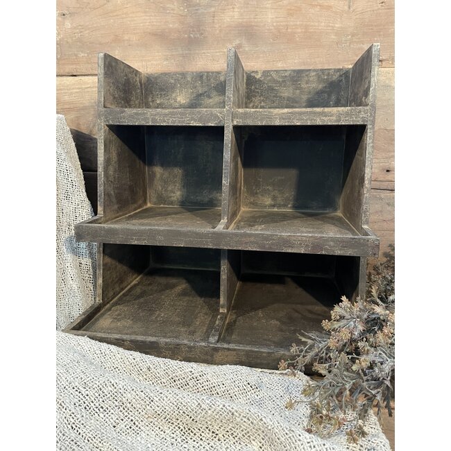 ## wordt niet verzonden - Houten gruttersbak "Derek" 45 cm - grey finish