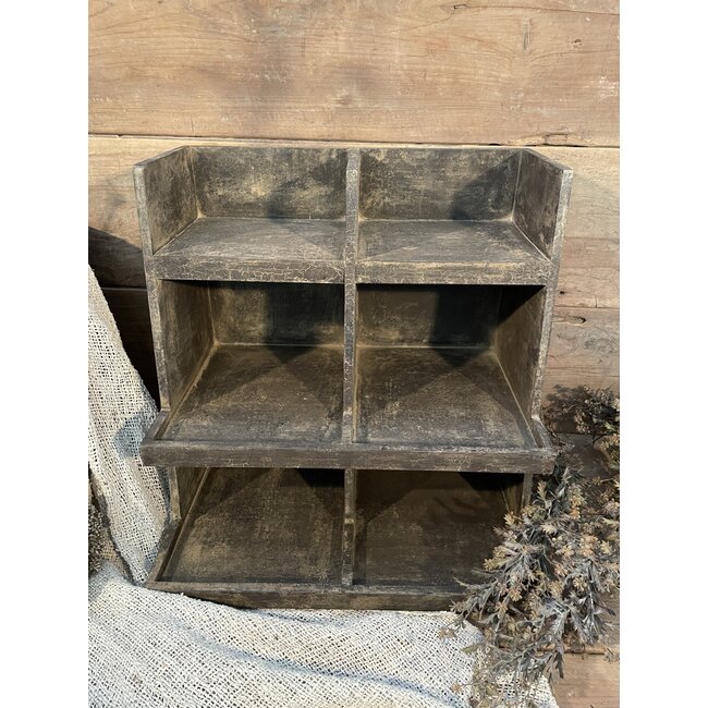 wordt niet verzonden - Houten gruttersbak "Derek" 45 cm - grey finish