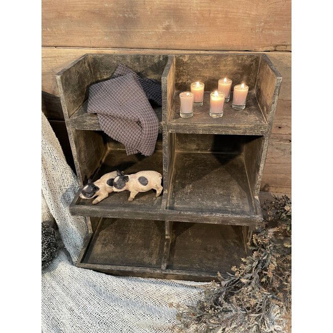 wordt niet verzonden - Houten gruttersbak "Derek" 45 cm - grey finish