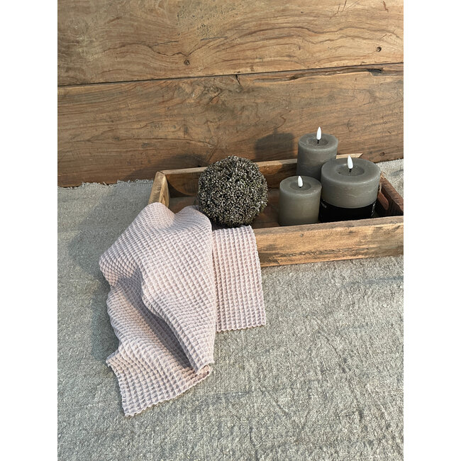 Katoenen wafeldoekje licht oud roze 40x40cm