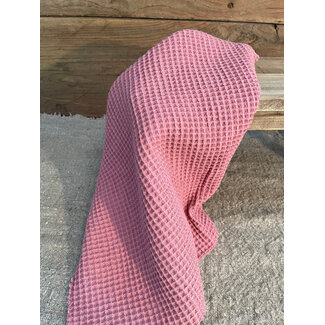 Katoenen wafeldoekje oud roze 40×40