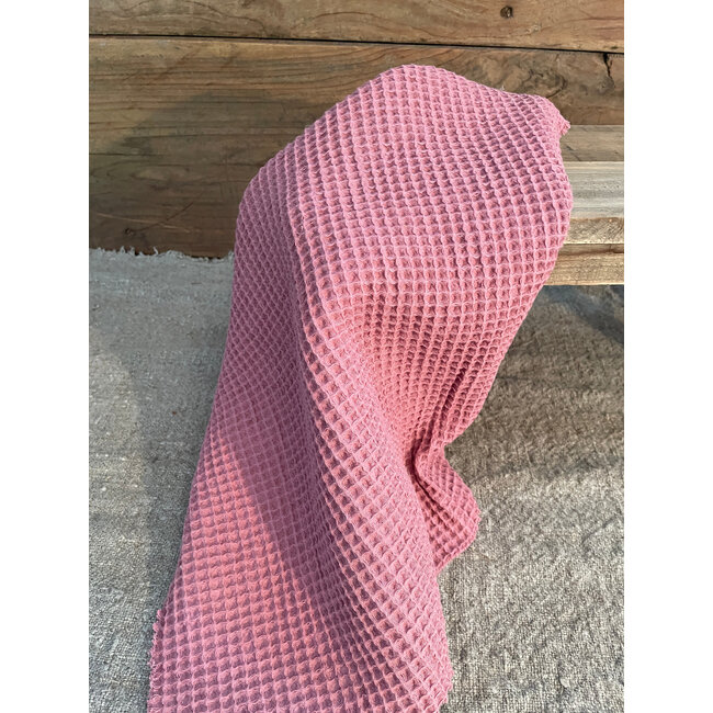 Katoenen wafeldoekje oud roze 40×40