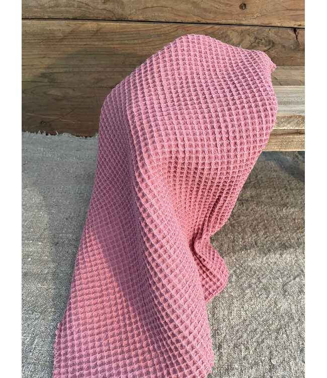 # Katoenen wafeldoekje oud roze 40×40