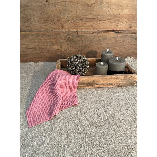 # Katoenen wafeldoekje oud roze 40×40