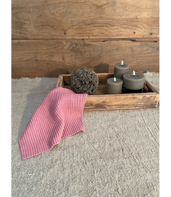 # Katoenen wafeldoekje oud roze 40×40