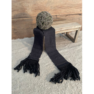 # Lint zwarte shabby met franjes -ca. 95 x 1 cm