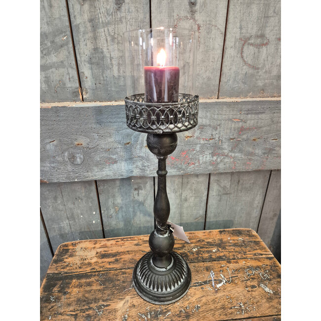 Countryfield # Kandelaar metaal incl glas - 12 x 44 cm