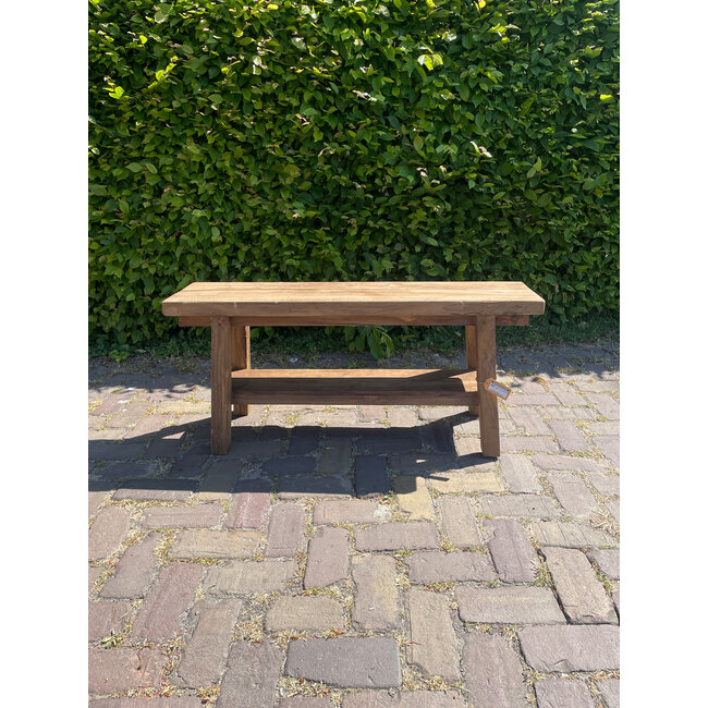 Houten bank - met plank onder - ca. 100 x 25 x 45 cm