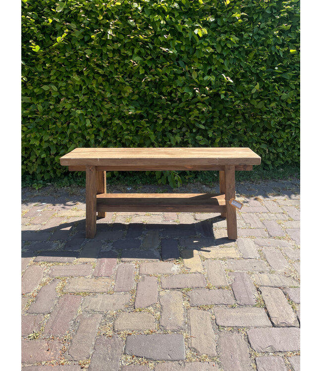 Houten bank - met plank onder - ca. 100 x 25 x 45 cm
