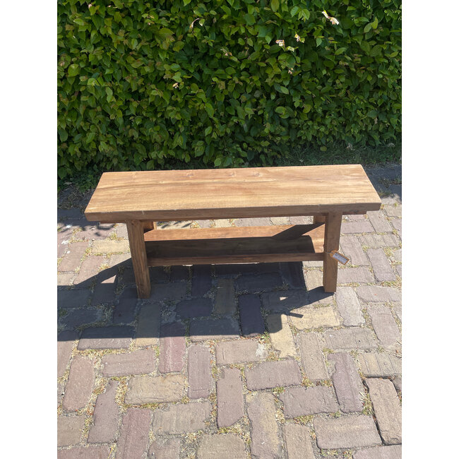 Houten bank - met plank onder - ca. 100 x 25 x 45 cm