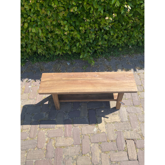 Houten bank - met plank onder - ca. 100 x 25 x 45 cm