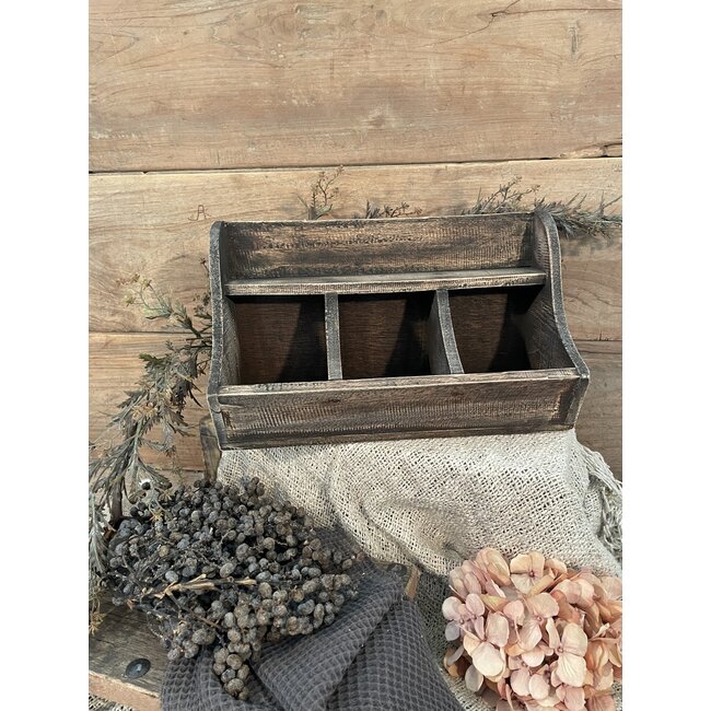 Donkere gruttersbak - ca. 34 x 15 x 20 cm - excl. deco - kleur kan iets afwijken
