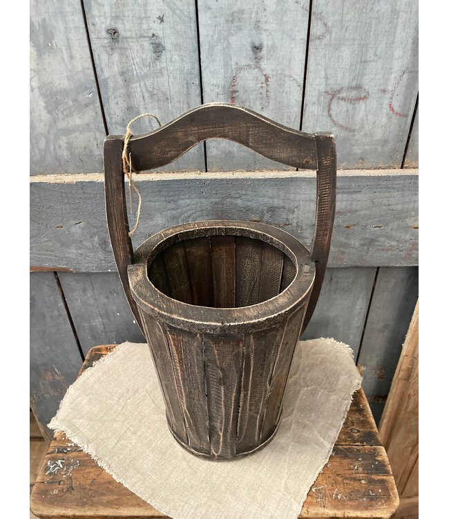 mix - Houten emmer - rond - ca. 28 x 24 x 47 cm