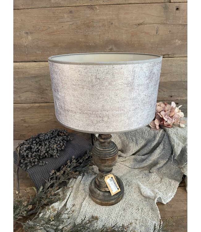 2060 - KKL - lampenkap - creme velours melee - 30 x 30 x 17 cm