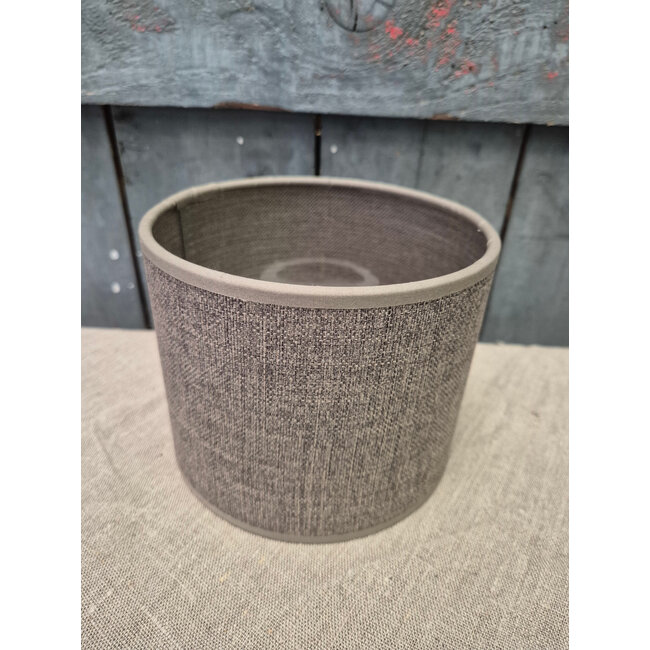 2045 - KKL - Lampekap - bruin grijs fijn linnen - 15 x 15 x12 cm