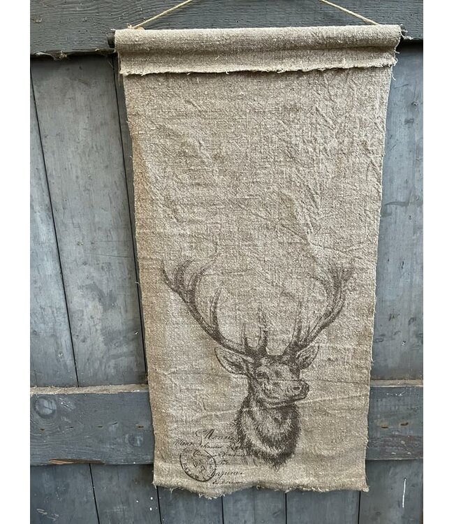 Shabby - wanddoek - linnen - rendier - 45 x 90 cm