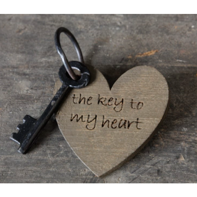 # Sleutel met tekst D | Heart - (HxBxD) 6x6x1 cm