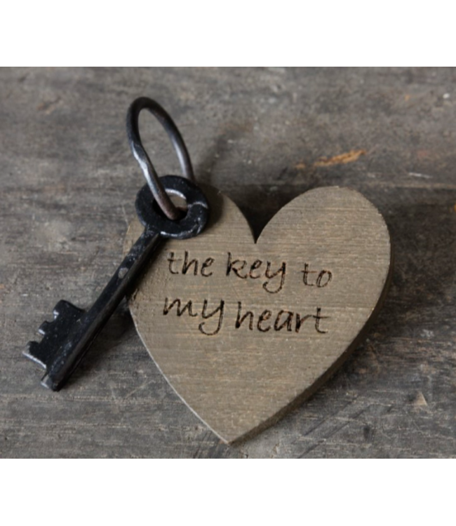 # Sleutel met tekst D | Heart - (HxBxD) 6x6x1 cm