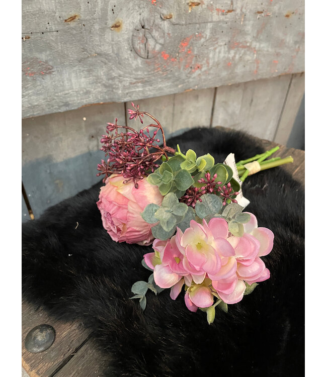 Ranonkel/hortensia bundel h28cm mauve