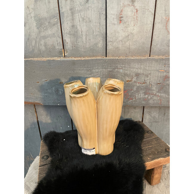 Countryfield Tulpvaas - beige - aardewerk - 16 x 16 x 20 cm