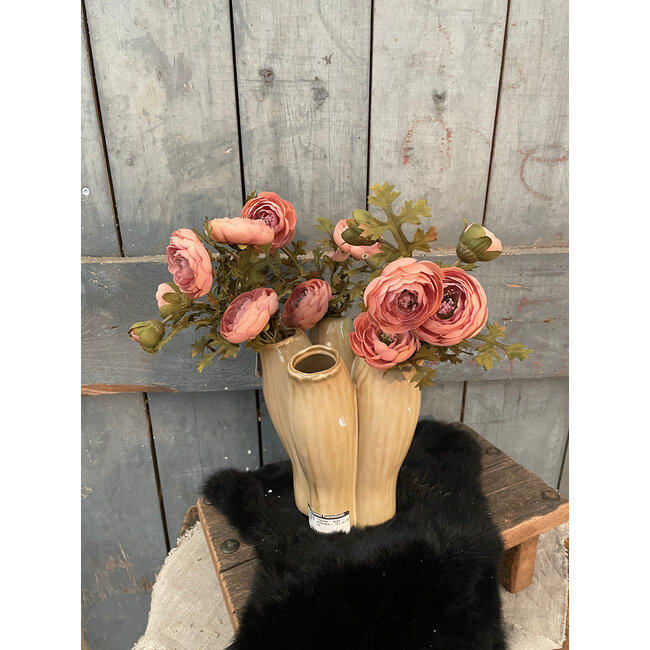 Countryfield Tulpvaas - beige - aardewerk - 16 x 16 x 20 cm